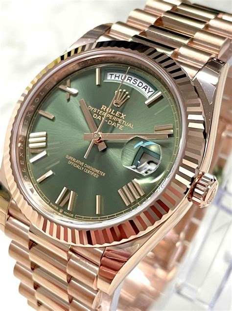 rolex daydate rose gold olive dial|rolex day date ref 228235.